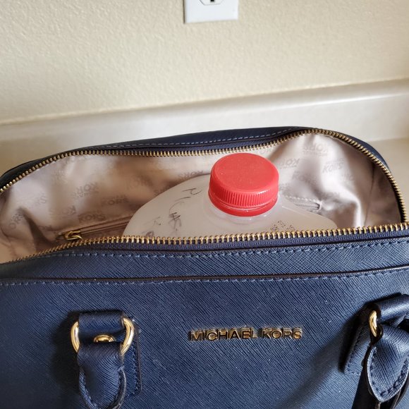 Michael Kors Navy Blue Leather Shoulder Bag Purse - Picture 13 of 16